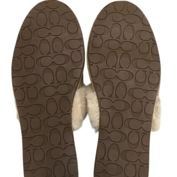 Coach Women's Darlene Tan/Gold Suede Signature Slide Slippers Size 9 NWOT - Picture 7 of 11